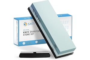 SATC Schleifstein 2-IN-1 Wetzstein 400/1000 Grits Messer Schärfen Abziehstein Knife Sharpener Messerschärfer Inklusive Schärfsteinhalter und Geführtem Winkel
