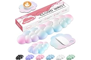 Sushret Memory‑Schaum Cloud Handballenauflage Tastatur‑Set, 4‑in‑1: Ergonomische Tastatur Handballenstütze & Mauspad, rutschfest, für Office, Gaming und Home‑Office, Regenbogenfarben