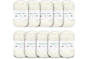 Domkan Pelote Coton pour Crochet, 500g Laine à Tricoter, Douce, Fil Blanc (Grosseur d'Aiguilles : 3,0-4,0 mm)