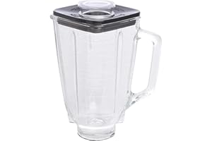 Oster 004954-011090-I - Jarra de vidrio cuadrada 5 tazas (1.25 l) con tapa cuadrada, color negro y tapón de llenado