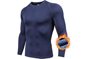 AMZSPORT Camicia a Compressione da Uomo, Maglietta a Maniche Lunghe Cool Dry Layer Fitness Top