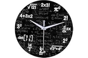 BAOBLAZE Non-brand Reloj de Pared de matemáticas, Relojes de Pared silenciosos sin Tic, Reloj de Pared Decorativo por batería para Sala de, Las matemáticas