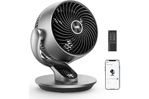 Dreo 28dB inteligentne wentylatory stołowe do sypialni, wentylatory oscylacyjne 120°+90° z pilotem zdalnego sterowania/głosu/Wifi/Alexa, średnica 18 cm, 4 prędkości, 5 trybów,srebrny