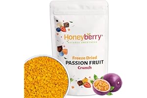 HONEYBERRY Pezzi di Frutto della Passione Liofilizzato 100g – Maracuja Disidratata in Pezzi – Frutta Tropicale Liofilizzata – Frutto della Passione Disidratato in Pezzi per Dolci, Decorazioni e Dessert