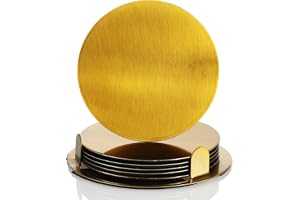 COM-FOUR® 7-delad glasunderläggset med hållare, glasunderlägg i rostfritt