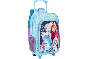 VERONA ORIGINALS Frozen Trolley Bag Girls Kids Disney Frozen Premium Folding Trolley Hand Luggage Bag Backpack for School Travel Holidays Frozen Deluxe Trolley 41cm Foldable Frozen Trolley Carry-On Suitcase Children