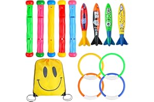 SULOLI Swimming Pool Toys,Diving Toys for Swimming Pool Sinkers for Swimming Kids Dive Sticks Diving Rings Toypedo Bandits for Pool Games Age 1 3 5 7 12