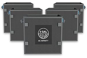 AC Infinity Lot de 5 pots carrés en tissu très résistant, sacs de culture réutilisables avec tissu non tissé épais de 500 g et boucles de tuteur pour plantes, pour la culture de fruits, légumes et