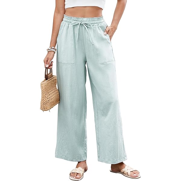 Damen Leinenhose Mit Gummibund & Weitem Bein - Bequem, Luftig & Made In Italy