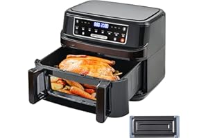 ‎EMPHSISM Heißluftfritteuse 2 Kammern und Einzelzimmer Einstellbar | 12L Airfryer XXL Trennbare Temperaturregelung, 2600W Heissluftfritteuse Doppelkammer Touchscreen mit 8 Programme, Temperaturregelung 50-200°C