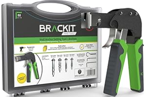 Brackit Plasterboard Fixing 88 Piece Wall Anchor Setting Tool Kit - in Carry Case with Instructions – for Cavity, Drywall & and Wall Mounting Includes Wall Hooks