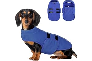 PUZAUKAL Sweter dla małych psów, miękki polar, sweter dla zwierząt domowych, kamizelka dla psa, kurtka z uprzężą, ciepły sweter dla średniego psa, niebieski (L)