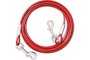 FENGCO Tie Out - Laisse pour chiens - 3/6/9/15 m - Câbles de sortie pour chiens de taille moyenne à grande - Rouge - 15 m