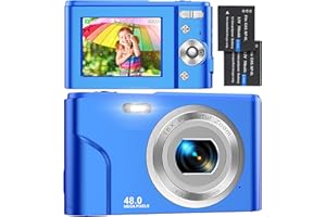 IXNAIQY Fotocamera Digitali Compatte 1080P HD Macchina Fotografica, 48 MP Fotocamera Autofocus Vlogging con Zoom Digitale 2.4" LCD Mini Video Fotocamer con 2 Batteria per Bambini, Adulti