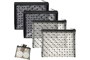 LUFFLOK 4 Pcs Petit Trousse de Toilette, Mini Pochette Maquillage Trousse de Maquillage pour Hommes et Femmes, Trousse de Toilette Voyage Imperméable pour Port Quotidien, Noir & Beige (2 Couleurs)