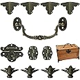 MOROBOR Antique Lock Latch Hinges Handle Box Corner Protectors Kit for DIY Box, Wood Jewelry Chest Storage Box Feet Leg, Box not Included