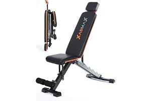 Xadmax Träningsbänk, Hantelbänk – Klarar upp till 360 KG, Mycket Robust och Stabil, perfekt för Hemmagym, lätt att fälla ihop, Bänkpress och Styrketräning Hemma – Weight Bench, Home Gym