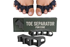 FOR TIME FITNESS Toe Separator - 1 Pair Gel Toe Spacers for Overlapping Toes - Foot Realignment - Silicone Toe Straighteners for Bent Toes, Bunion Correction Toe Correctors, Toe Spreaders (Black, O/S)