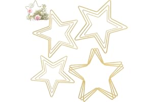 Sylanda Anelli in Metallo per Artigianato, Confezione da 12 Anelli Acchiappasogni Oro, Anello in macramè con Stelle per acchiappasogni, Acchiappasogni in macramè, 4 Misure: 5 20 cm, per Decorazioni d