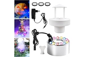 PORFOYO Ultraschall Vernebler, 12 LED Ultraschall-Nebelmacher, Nebler Ultraschalls Vernebler, Mist Maker Wassernebler Fogger Mit Abnehmbarem Spritzschutz, Ultraschallnebler Für Steingarten Teich Springbrunnen