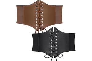 WERFORU 2 damskie gorsety, szerokie paski sznurowane dla kobiet, gorset, elastyczny pas biodrowy, na imprezę, Halloween