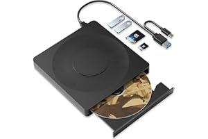 WBACON 5 in 1 External DVD Player For Laptop with LightScribe DVD Burner CD Rom External CD/DVD Drive For PC Usb 3.0 External DVD Drive, DVD Reader Disc Player Fit for Windows XP/7/8/10/11 Mac Laptop Desktop