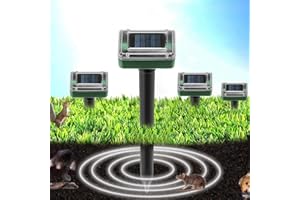 Titifeya Ultrasonic Mole Repellent 4 Pack Waterproof Gopher Scarer Solar Powered Groundhog Repeller Outdoor Rat Deterrent for Snake Rodent Vole Garden Farm Orchard