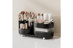 MUUKAIII 360° Drehbarer Organizer, Make Up Pinsel Organizer, Schmink Organizer, Kosmetikregal Kosmetik Organizers für Zimmer Decor Frisiertisch, Schlafzimmer, Badezimmer - Elegant Schwarz