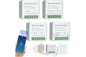 TECHEXTRA 4 modules d'interrupteur intelligents 2 voies - Interrupteur WIFI DIY Compatible avec l'application Tuya, Alexa et Google Home, interrupteur connecté Conducteur neutre nécessaire-S'adapte derrière un