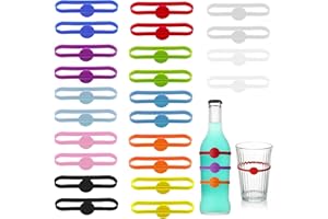 ZYBLSSBB 24 Stück in 12 Farben Glasmarkierung Trinkgläser,Glasmarker, silikonfarbene Gläser markieren,geeignet für Partybecher,Silikonbechermarker, Bierflaschen,Cocktails