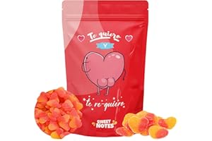 SWEET NOTES Bolsa de chuches para regalar, Golosinas con mensaje de amor 100gr, Regalo original para parejas y aniversarios, Chucherías, Dulces, Golosinas para novios (Parejas, Corazón)