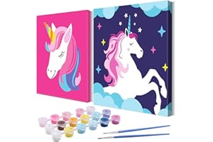 Tacobear 2PCS Paint by Numbers for Children Unicorn Gifts for Girls Framed Paint by Numbers Paint Brushes Craft Kits for Kids Oil Paint Arts and Crafts Girls Toys Birthday Gifts for Age 4 5 6 7 8+
