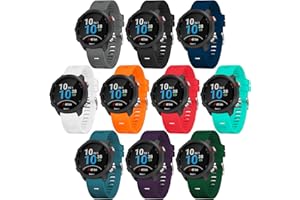SEANTUA Lot de 10 bracelets en silicone souple pour Forerunner 245/645, 20 mm pour Garmin 245/645 Music/Venu/Vivoactive 3, Silicone