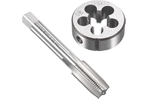 Unifizz Ensemble de tarauds et filières métriques M15 x 1,5 mm, tarauds à vis avec matrice de filetage ronde, kit de tarauds et filières pour réparation de filetage de vis et de boulons