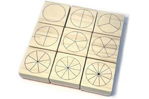 CREA LIGN' Créa Lign' | Tampons en Bois Fractions | Kit Pédagogique pour Apprendre Les Fractions et Visualiser Les Parts | Outil Scolaire Éducatif Maternelle Primaire