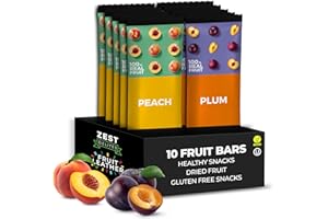 Fruit Snacks by Zest Delites, Dried Fruit Leather Bars, Healthy Snacks for Adults, Vegan, Lavashak, Healthy Sweets, Peach, Plum, 25g x 10