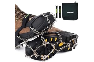 SONGWIN Ice Tacchetti, Ramponi ad Artiglio a 19 Denti, Vere punte in acciaio inossidabile e silicone resistente, Antiscivolo ghiaccio trazione per Outdoor Sci Ghiaccio Neve Escursioni Arrampicata.