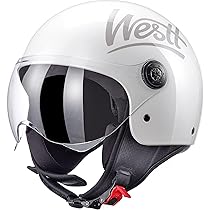 Casco Jet Westt Classic - Casco Moto Mezza Calotta Retr&ograve; Con Visiera - Certificato ECE/DOT - Taglia M (55-56cm)