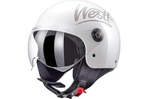 Westt Classic Casco Moto Hombre Mujer con Visera ECE-R 22.06 Transparente capacete Casco Jet Moto Abierto Scooter, Certificado ECE Dot, Tallas S-XL