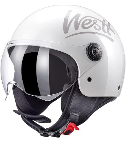 Casco Moto Vintage Jet Demi: Modello Pilota Omologato ECE 22-05 Con Visiera Parasole, Per Uomo E Donna, Stile Scooter E Chopper