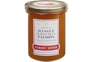 Confiture Extra de Mangue et de Fruit de la Passion - Cuit Au Chaudron en Provence - Fabrication Artisanale - Confiture de Fruits Entiers - A Tartiner - 280g - ALBERT MÉNÈS