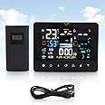 Gugxiom Digital Weather Forecast Station, Colorful Wireless Weather Forecast Station, ABS Time Date Week Moon Phase Calendar Digital Weather Forecast Station for Indoor