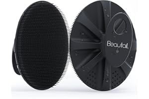 BEAUTAIL Brosse pour le corps en silicone, Pour la douche et le bain, Poils doux, Gommage doux, Pour Femme Homme Bébé Peau Sensible, Facile à tenir, Faire bien mousser, 1 pièces, Noir