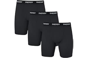 INNERSY Mens Long Leg Boxers Shorts Anti Chafing Underwear Trunks with Fly Mesh Underpants Pack of 3