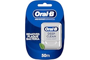 Oral-B Pro-Expert Advanced Waxed Dental Floss - Deep Clean - Removes Plaque - Cool Mint Flavour Dental Tape - 50m