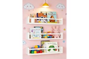 aichilra 3pcs Wall Floating shelv Wood Wall Shelves with Lip Nursery Book Shelves