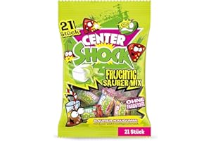 ‎CENTER SHOCK Center Shock Sour Mix, Packung mit 21 extra-sauren Kaugummis, verschiedenen Sorten mit Cola- & Frucht-Geschmack, geeignet für Geburtstag und Weihnachten, 84g