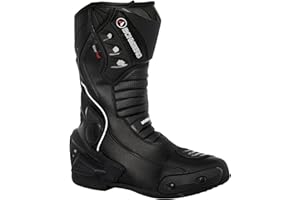 Bohmberg Stivali da Moto, Stivali Sportivi in Pelle, Pelle Resistente Idrorepellente con Protezioni Fisse/Design Molto Cool/urbano, motociclista - 45