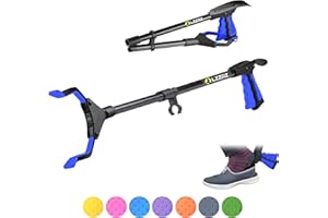 LZZAZ 32" Premium Litter Picker with Shoehorn, Versatile Reacher Grabber Stick for Disabled aids, Ideal for Mobility Aids, Helping Hand Grabber & Litter Pickers for Adults (32" Blue)