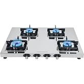 Everflame Prime Gas Stove| 4 Burner Stainless Steel Stove | Manual Ignition | LPG Stove | Gas-Saver | (1.2MM)-Thick SS Body |